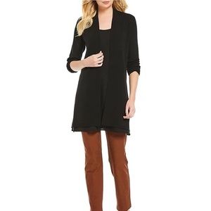EILEEN FISHER- Simple Long Slit Merino Wool Cardigan